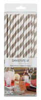Taupe Striped Paper Straws
