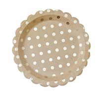 Ginger Ray, Gold PM-955 Pick And Mix Kraft & Polka Dot Paper Party Plates (8 Pack), 22 cm