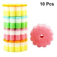 TOPBATHY 10pcs Sponge Scouring Pads Washing Up Sponge Catering Sponges Dish Bowl Cleaning Scrubber Brushes Sunflower Shape