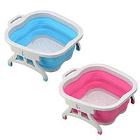 SUPVOX Massage Bucket Foldable soak Bucket Lightweight Plastic spa Bucket for Home Relaxing (Blue)