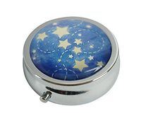 XingBoo Custom New Hot Round Silver Medicine Tablet Pocket Travel Pill Case Vitamin Glass Decorative Box (Star)