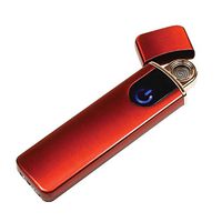 Smoke Essential Cute Stylish Ladies Electric Lighter with Touch Controls, USB Rechargeable, Flameless, Odorless, Windproof, Thin, Slim & Ultra-Portable Fits in Hip Pockets for Women (Red)
