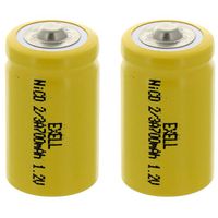 2x 2/3A Size 1.2V NiCD Button Top Rechargeable Batteries for electric razors, toothbrushes, meters
