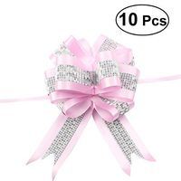ROSENICE 10pcs Gift Ribbon Bow Present Wrapping Bow for Wedding Birthday (Pink)