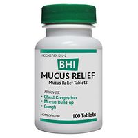 BHI Mucus Relief Tablets - Homeopathic Formula for Minor Chest Congestion & Cough - 100Count