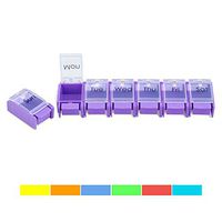 ZAXOP Pill Organizer Detachable Weekly Pill Box with Push Button 7 Day Pill Case Colourful(Purple)