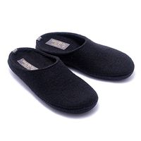 Made For You Women’s Natural Wool Slippers with Arch Support Insole, Hypoallergenic, Lightweight with Non-Slip Rubber Sole (9, Black)