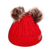 Lataw Unisex Hats for Men and Women Fashion Winter Knit Thicken Warm Hat Ear with Hairball Outdoor Travel Sport Windproof Cute Cap