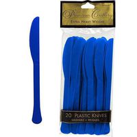HollyDel Royal Blue Premium Plastic Knives 20ct Battle Royal Party Supplies