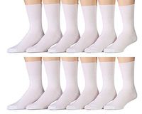 Yacht & Smith Mens or Womens Solid Color Cotton Diabetic Dress Crew Socks, Value Pack (White - 12 Pairs, 10-13)