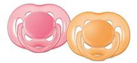 Avent 2 Orthodontic Silicone Free Flow Soothers 6-18 M - Colour : Pink and Orange by Avent