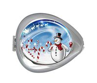 Christmas and New Year Fairy Tale Snowman Custom Silver Oval Pill Box Pocket Purse Pill Case Medical Tablet Holder Weekly Pill Organizer Decoration Box Wallet