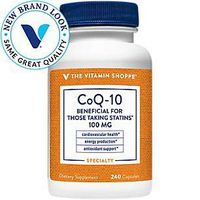 The Vitamin Shoppe CoQ10 100mg Beneficial for Those Taking Statins – Supports Heart Cellular Health and Healthy Energy Production, Essential Antioxidant – Once Daily (240 Capsules)