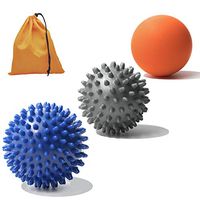 Massage Ball Set,GINGYI Lacrosse Ball for Deep Tissue Release and Trigger Point Therapy 2 Spiky Firm Balls（2.9’’/3.6’’）,1 Lacrosse Ball,1 Pouch