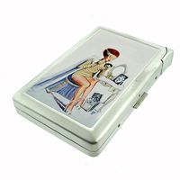 Perfection In Style Metal Cigarette Case with Built in Lighter Vintage Monsters Design 013