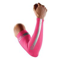McDavid Pair Compression Reflective Calf Sleeves, Medium, Bright Pink