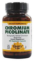 Country Life Chromium Picolinate, 200 mcg - 200 Vegetarian Capsules