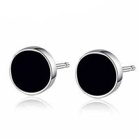 Style Women Men Jewelry Ear Studs Silver Plated Black Crystal Earrings