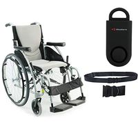Karman S-Ergo 115 Ultra Lightweight Ergonomic Wheelchair | Seat Size 20" X 17" | Swing Away Footrest | Quick Release Wheels in Silver & Free 130 dB Black Safety Alarm! + Black Belt!