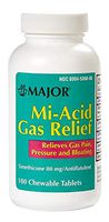 MAJOR MI-Acid Gas 80MG CHEW TAB SIMETHICONE-80 MG White 100 Tablets UPC 309045068601
