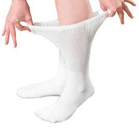Diabetic Crew Socks – Breathable Cotton Socks – Loose Fitting Comfortable Sock – Non Binding Top Design – Improve Foot Circulation – Painful Swollen Feet Relief (White (6 Pair), 9 to 11)