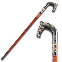 New! Men Fashionable Walking Eucalyptus Wood Cane 8 Styles Brown and Black Elephant Horse Derby Knob Curved Opera Styles Great Gift for a Loved One (Brown Horse Head)