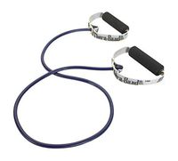 TheraBand Professional Latex Resistance Tubing with Handles for Physical Therapy, Lower Pilates, at-Home Workouts, and Rehab, Soft Handles, 48 Inch, Blue, Extra Heavy, Intermediate Level 2
