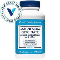 The Vitamin Shoppe Magnesium Glycinate 400MG, Supports Energy Production, Muscle Relaxation and Heart Health (90 Tablets)