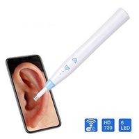 JIN WiFi Ear Otoscope HD 720P 5.5mm Probe Diameter Earwax Cleaning Tool with 6 Led Lights Visible Ear Canal Oral Endoscope,Blue