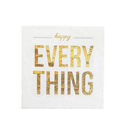 Pack of 20 Happy Everything Cocktail Napkins White/Gold 5" x 5"