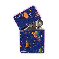 Pink Flip Top Refillable Windproof Lighter - Solar System Big Bang Pink Lighter