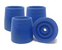 Top Glides Steel-Reinforced Walker, Commode, and Bath Bench Replacement Rubber Tips, Blue, 1 1/8" (Pack of 4)
