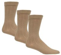 Khaki Diabetic Socks for Men by Sugar Free Sox Mens Diabetic Socks Mid-Calf Ribbed 3 Pack | Improve Foot Health Comfort Circulation | Seamless Toe | Non-Binding Top | Sock Size 10-13