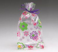 Small Daisies Flower Groove 7x2x3" Cello Cellophane Party Treat Food Snack Bags (75 ct)