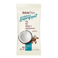 Protein & Superfruit Bars by thinkThin - On The Go, 10g Protein, 10g Fiber, Contains Omega 3 & Antioxidant, Gluten Free, GMO Free - Coconut Almond Chia (9 Bars) - Package May Vary