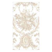 Caspari Romantic Toile Paper Linen Guest Towel Napkins in Natural, Four Packs of 12