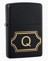 Zippo Black Matte with Nameplate Windproof Lighter with Initial"Q"