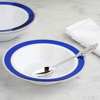 Efavormart 10 Pack | 12 oz Cobalt Blue with Silver Rim Round Disposable Soup Bowl for Catered Events Weddings Parties Banquets