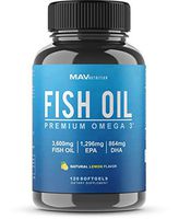 MAV Nutrition Omega 3 Fish Oil Triple Strength, 3,600mg, Burpless, Non-GMO, NSF-Certified, 120 Count (1)