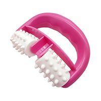 VANCIC 13.5 * 8.5 * 4cm Plastic Manual Round Handle 2 Wheels Muscle Massage Roller Massager Cellulite Roller for Legs Arms Back Muscle Pain Relief and Muscle Relaxation (Rose)