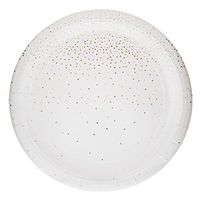 Twigs & Twirls Pink and Gold Dessert Plates, 20 ct. White Plate Pink and Metallic Gold Confetti Detail, Small Paper Plates, Cocktail Plates English Garden Boutique Party Collection