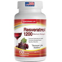 Resveratrol Capsule Supplement with Quercetin - Grape Seed Extract - Green Tea Resveratrol-1200mg Helps Promote Healthy Brain and Heart Function - 60 Capsules (1)