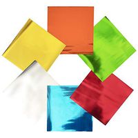 120 pcs Metallic Cello Sheets 8 x 8 in (6 Metallic Colors - NOT Translucent) - Metallized Cellophane Sheets - Metallic Cellophane Wrap - Colored Saran Wrap - Cellophane Paper Wrapping