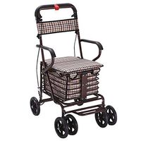 Alexzh_Rollator Adjustable Handle Four-Wheel Folding Walker Sit Push Dual-use Middle-Aged Shopping Grocery Shopping, Multicolor (Color : C)