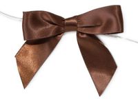 CHOCOLATE 3" Pre-Tied Satin Bowswith 5" Twist Ties~ 7/8" ribbon 12 unit, 12 pack per unit.