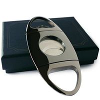 Cigar Cutter - Gun Color Chrome Finish - Self Sharpening Blades - Stainless Steel Guillotine Style - Includes Sturdy Protective Box - Suitable for Travel - Smoking Accessories - Gifts for Dad