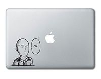 Saitama One Punch Man OK Printed Clear Vinyl Decal Sticker Compatible with Apple MacBook Pro Air 11" 12" 13" 15" All Years Laptop Trackpad Keyboard (15" Macbook (All Models))