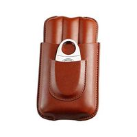 Lxc Smoking Set/Cigar Tube Leather Can Accommodate 3 Cigars with Cigar Scissors Travel Portable Compact Cigarette Case Cigar Tube Men's Gift Box Multi-Color Optional Mute
