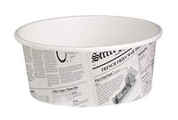 Round Newspaper Print Paper Deli Containers (Case of 500), PacknWood - Disposable Food Container (16 oz, 4.49" x 2.4") 210DELINEWS16