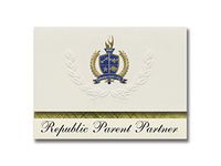 Signature Announcements Republic Parent Partner (Republic, WA) Graduation Announcements, Presidential style, Elite package of 25 with Gold & Blue Metallic Foil seal